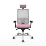 PIQUERAS Y CRESPO Silla de oficina Horna Rosa y Blanco con Mecanismo Sincro
