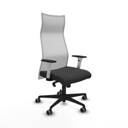 PIQUERAS Y CRESPO Sillón Albacete con mecanismo Sincro, Similpiel Gris oscuro y Malla Blanco