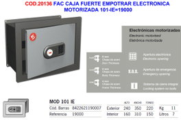 Caja fuerte para empotrar electrónica motorizada 101-IE