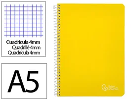 Liderpapel Cuaderno espiral A5 Witty tapa dura amarillo 80h 90gr cuadro 4mm