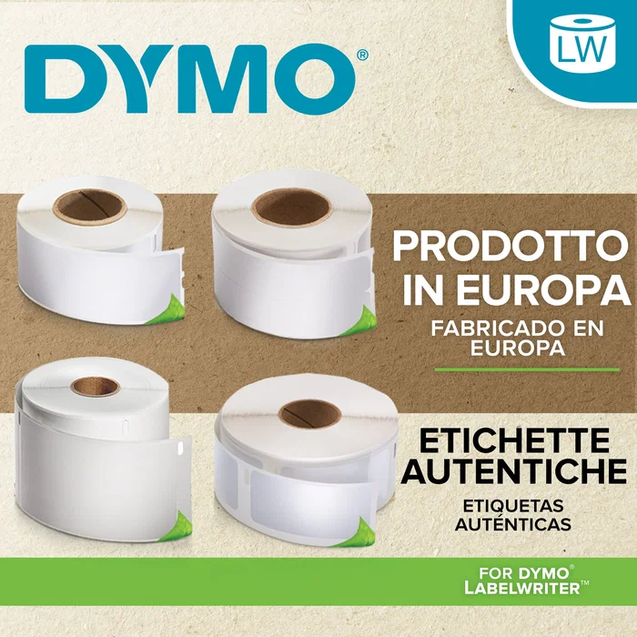 DYMO 2133400 - Etiquetas de Transferencia Térmica LabelWriter, 54x101mm (Ancho x Largo), Amarillo, Adhesivo Desmontable, 220 Unidades