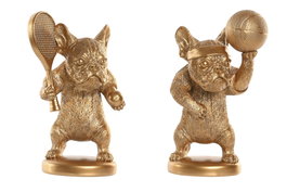 DKD Home Decor Figura de Bulldog en Resina Dorado (Surtido de 2)