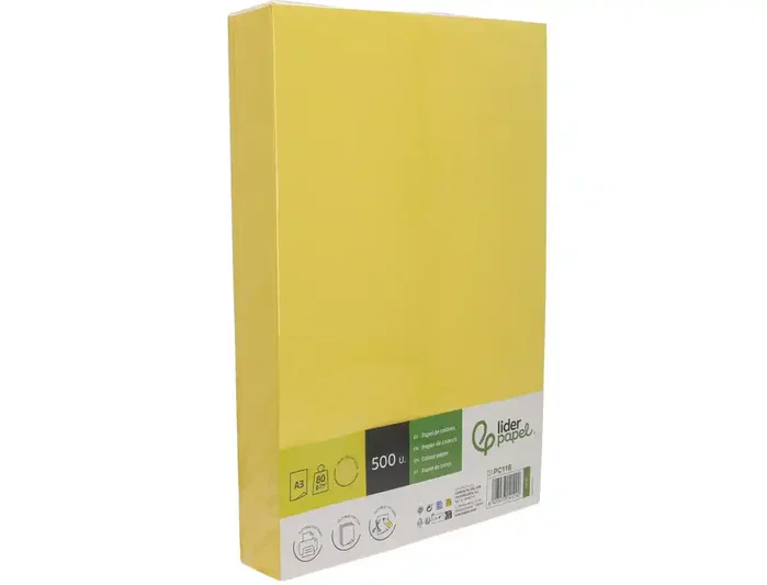 Liderpapel Papel de color Din A3 Amarillo intenso 80 g Liderpapel Papel de color Din A3 Amarillo intenso 80 g