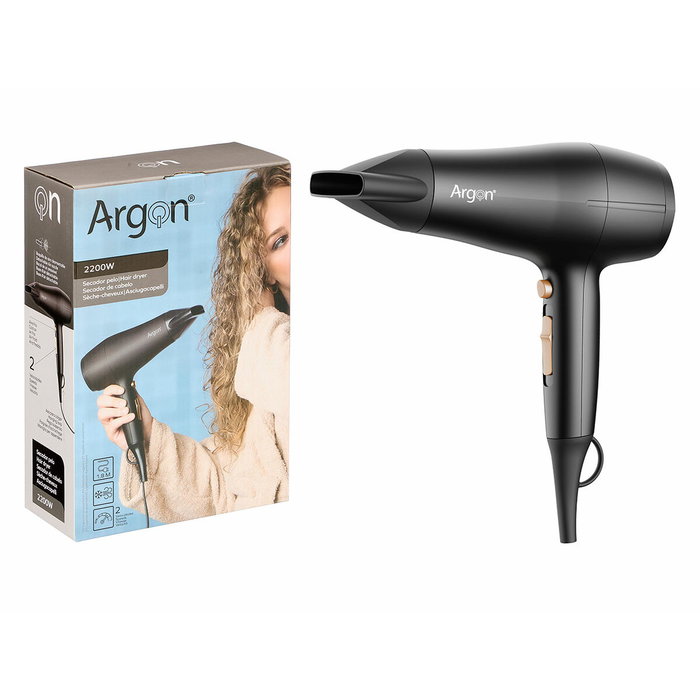 Argon Secador de Pelo Negro Dorado Mate 2200W