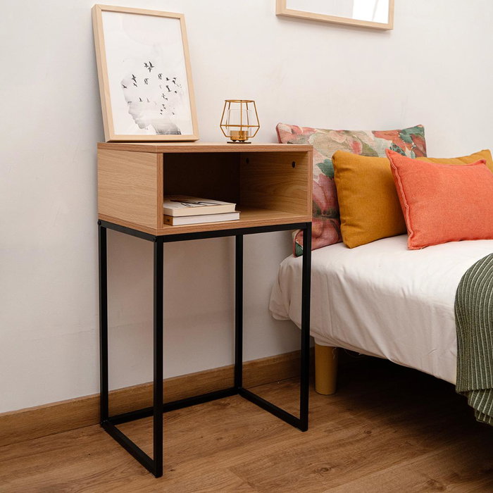 Mesilla Mdf Natural y Patas de Acero Moa Vinthera 40x30x68 cm (2 Unidades) Mesilla Mdf Natural y Patas de Acero Moa Vinthera 40x30x68 cm (2 Unidades)