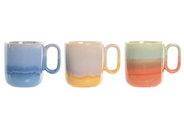 DKD Home Decor Juego de Tazas de Porcelana Esmaltada 400ml Surtido
