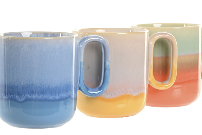 DKD Home Decor Juego de Tazas de Porcelana Esmaltada 400ml Surtido DKD Home Decor Juego de Tazas de Porcelana Esmaltada 400ml Surtido