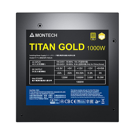 Montech Titan Gold 1000W - 80 PLUS Cybenetics Gold, modular, PCIe 5.0