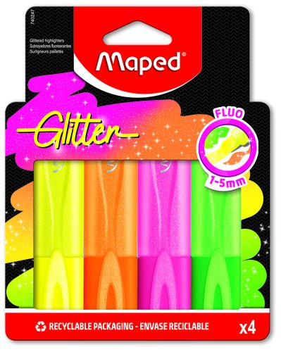 Maped Rotuladores Fluorescentes con Purpurina Colores Surtidos Maped Rotuladores Fluorescentes con Purpurina Colores Surtidos