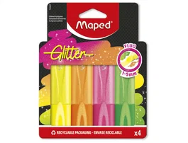 Maped Rotulador Fluorescente Glitter Blister 4 Unidades Colores Surtidos