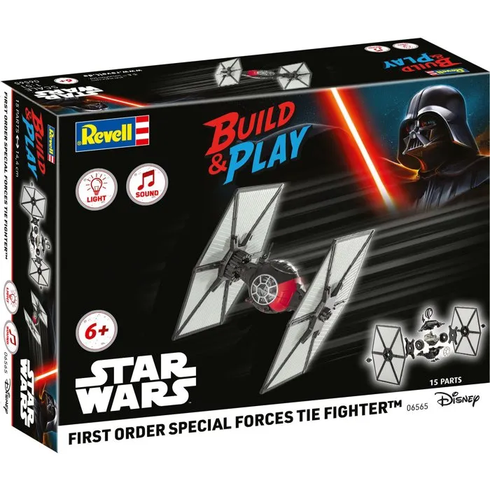 Revell AABIC65993 Construye tu propia nave espacial Star Wars Caza TIE con luces y sonidos para mayores de 6 años