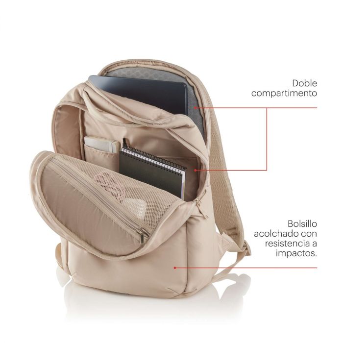 Miquelrius MR19564 Mochila Mediana Beige Bag To Work Poliéster Repelente al Agua con Compartimento para Portátil hasta 16” y Tablet Miquelrius MR19564 Mochila Mediana Beige Bag To Work Poliéster Repelente al Agua con Compartimento para Portátil hasta 16” y Tablet