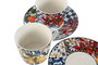 DKD Home Decor Taza Set Plato Moderno Porcelana Azul Amarillo 220ml (6 Unidades) 15.5 x 1.7 x 15.5 cm