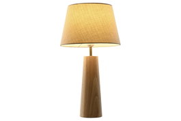 DKD Home Decor Lámpara de Sobremesa Rubberwood Lino Natural