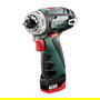 Metabo PowerMaxx BS Basic Taladro Percutor Atornillador 12V, 1400 RPM, Par 34 Nm, Bateria 2 Ah Incluida, Para Madera (1.8 cm) y Acero (1 cm)