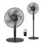 Haeger SF-16R.013A Ventilador de Piso y Mesa Digital con Control Inalámbrico, 45 cm, 3504 m³/h, 3 Velocidades, Pantalla LCD, Negro