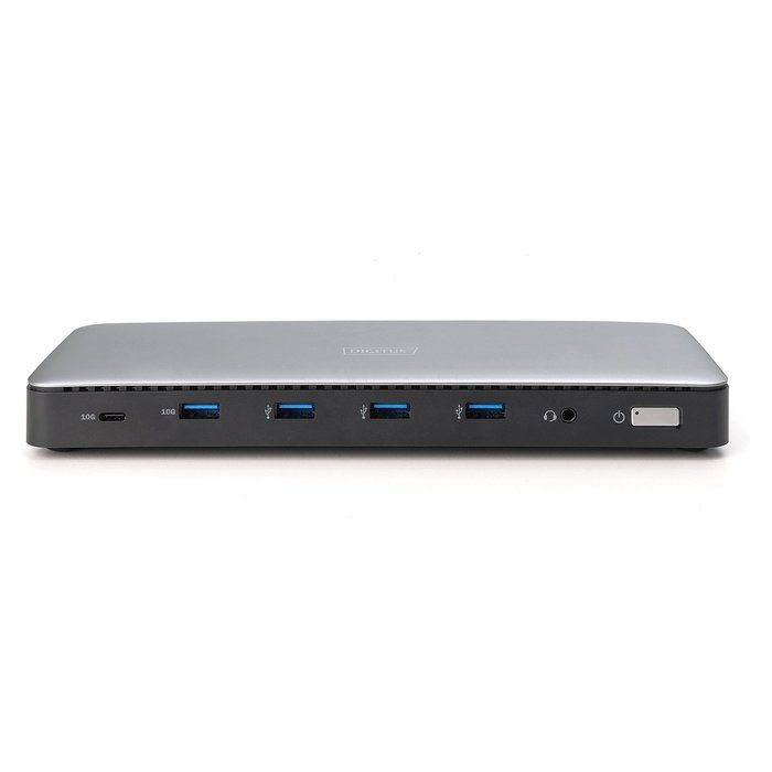 Digitus Estación de Acoplamiento USB-C 13 Puertos, 3xHDMI, 2xDisplayPort, USB-A/C, RJ45 Ethernet Gigabit, Salida Audio, 4K 60Hz, 10Gbps, Plug and Play, Color Negro/Gris