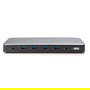 Digitus Estación de Acoplamiento USB-C 13 Puertos, 3xHDMI, 2xDisplayPort, USB-A/C, RJ45 Ethernet Gigabit, Salida Audio, 4K 60Hz, 10Gbps, Plug and Play, Color Negro/Gris