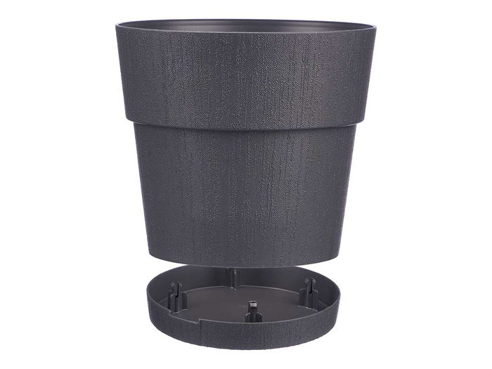 Stefanplast Maceta Plástico Ethica 25 cm Antracita con Reserva de Agua 7.5L Fabricada con 100% Plástico Reciclado (Set de 6)