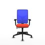 PIQUERAS Y CRESPO Silla de oficina Motilla con mecanismo Sincro/Traslack, Azul y Naranja oscuro