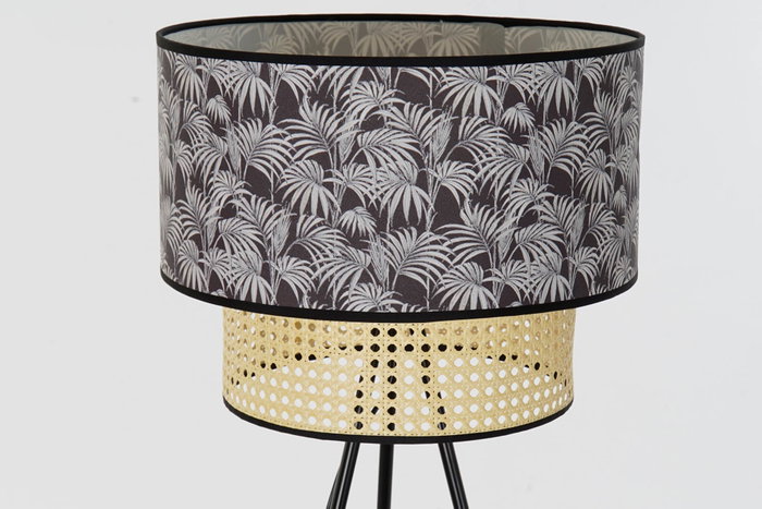 DKD Home Decor Lámpara de Pie Palmeras Negro y Natural