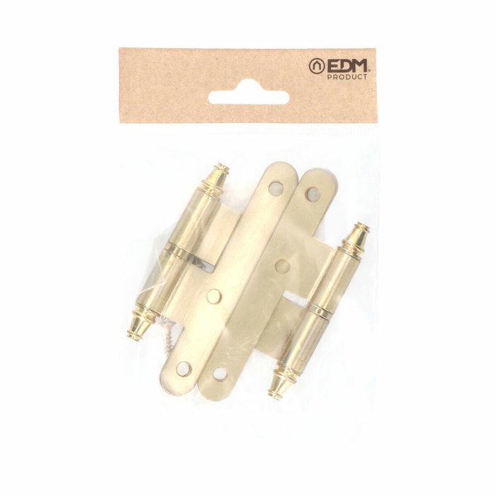 Edm Pernio con remate modelo PN03 izquierda, acero latón satinado, 100 x 58 mm Edm Pernio con remate modelo PN03 izquierda, acero latón satinado, 100 x 58 mm