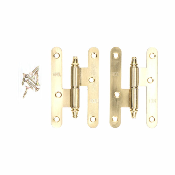Edm Pernio con remate modelo PN03 izquierda, acero latón satinado, 100 x 58 mm Edm Pernio con remate modelo PN03 izquierda, acero latón satinado, 100 x 58 mm