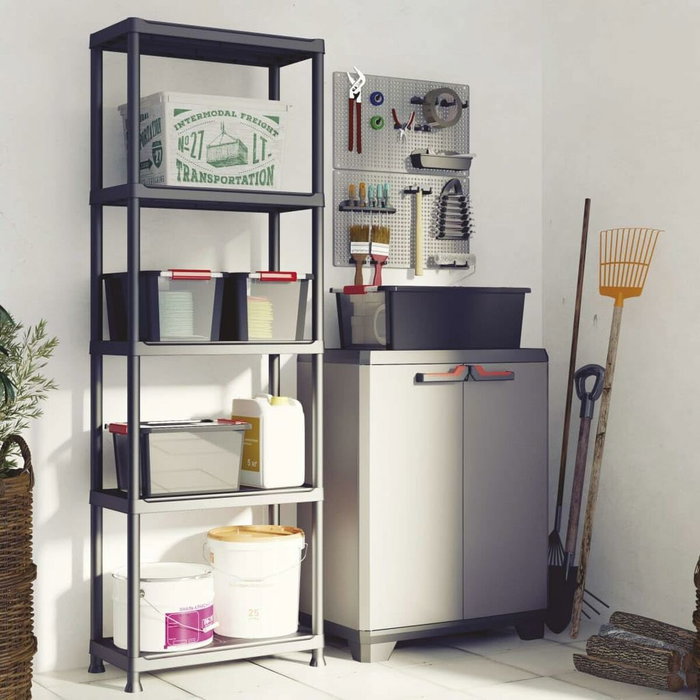 Keter Mueble Bajo Stilo, Gris/Negro/Rojo, 68 x 39 x 90 cm