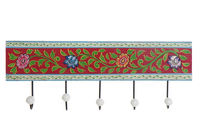 DKD Home Decor Perchero de Pared Estilo Indio Multicolor Blanco Mango y Cerámica Pintado a Mano 2 Unidades 5 x 17.5 x 48.5 cm DKD Home Decor Perchero de Pared Estilo Indio Multicolor Blanco Mango y Cerámica Pintado a Mano 2 Unidades 5 x 17.5 x 48.5 cm