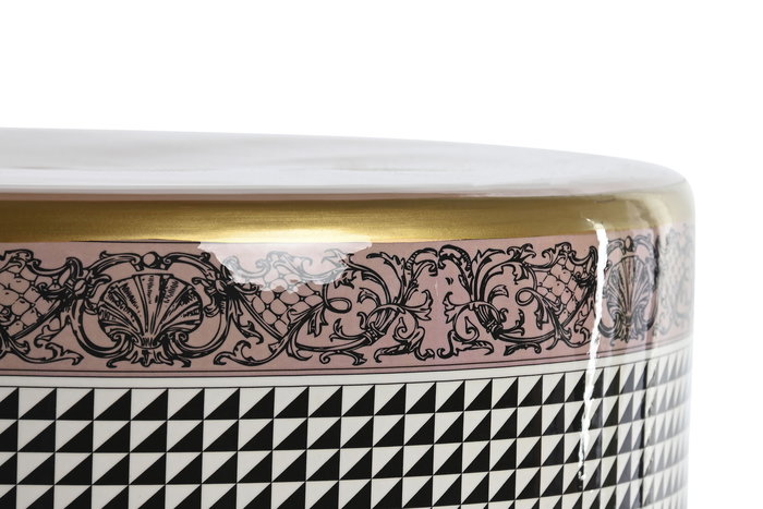 DKD Home Decor Mesita Auxiliar Jing door Multicolor Blanco Porcelana 33 x 42.5 x 33 cm