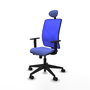 PIQUERAS Y CRESPO Silla de oficina Motilla Azul con mecanismo Sincro/Traslack, lumbar 1D y cabecero fijo