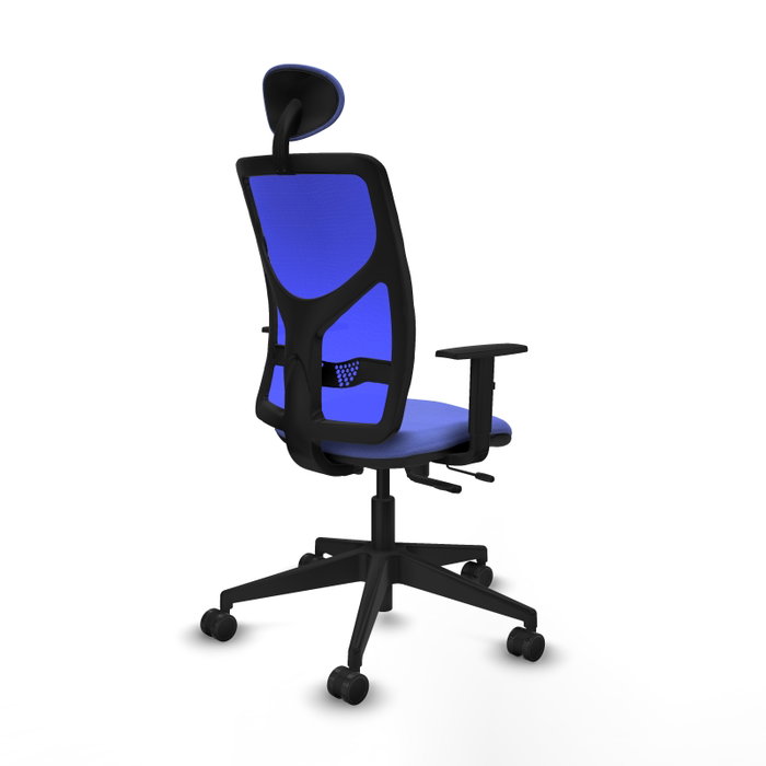 PIQUERAS Y CRESPO Silla de oficina Motilla Azul con mecanismo Sincro/Traslack, lumbar 1D y cabecero fijo PIQUERAS Y CRESPO Silla de oficina Motilla Azul con mecanismo Sincro/Traslack, lumbar 1D y cabecero fijo