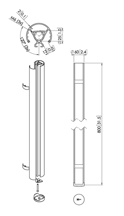 Vogel's PUC 2408B Soporte de Poste Connect-it 80cm Negro