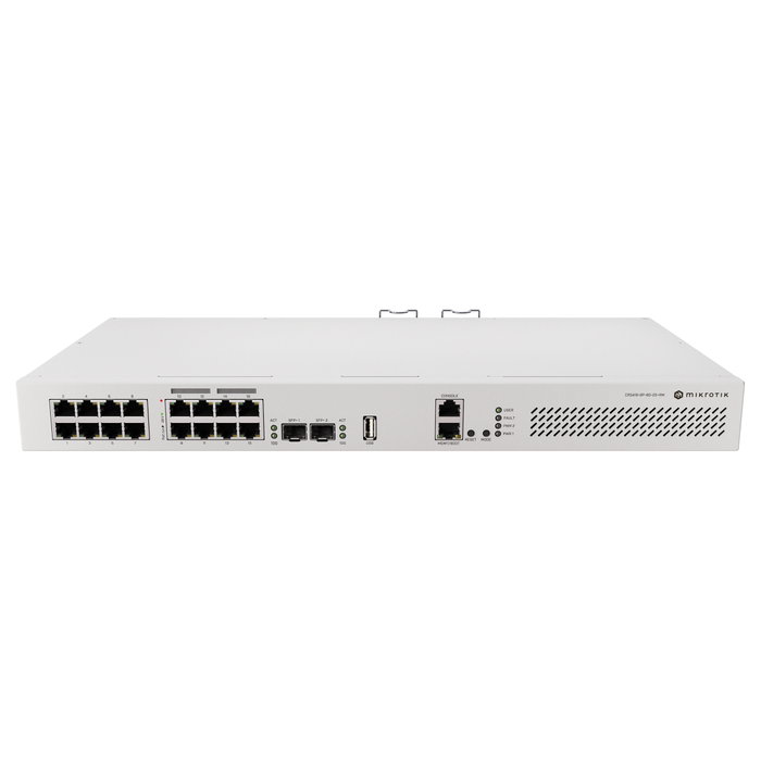 MikroTik CRS418-8P-8G-2S+RM Cloud Router/Switch con 16 puertos Gigabit PoE y 2 ranuras SFP+ 10G