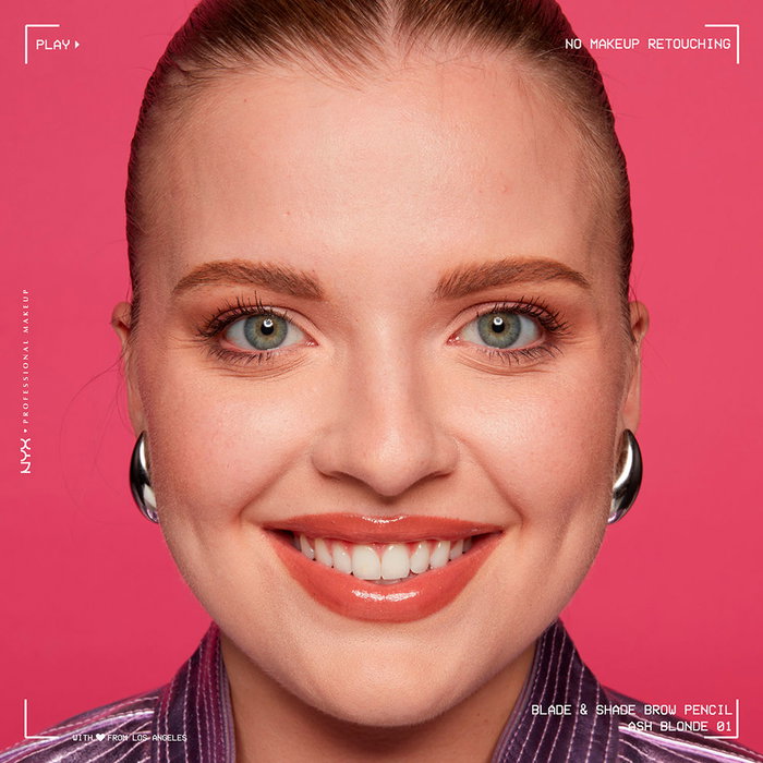 NYX Professional Make Up Blade & Shade Nano Lápiz de Cejas de Doble Punta y Larga Duración #01 Ash Blonde 1 unidad