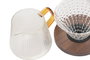 DKD Home Decor Cafetera Basicos Transparente Marron 450ml Borosilicato Bambu 12x17.5x13cm