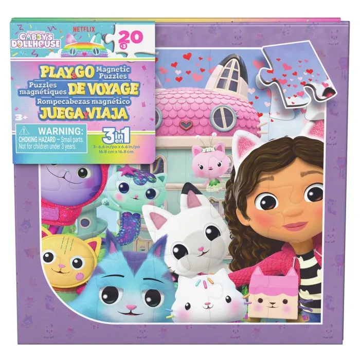 Spin Master SPI6075867 - Libros de Viaje con 3 Rompecabezas Magnéticos - Modelo Aleatorio (Paw Patrol, Gabby y la Casa Mágica o Dora)