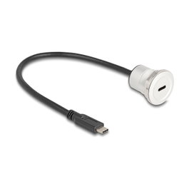 DeLOCK 88183 Cable USB-C a USB-C Hembra con Buje de Montaje 30 cm, 10 Gbps