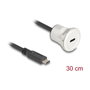 DeLOCK 88183 Cable USB-C a USB-C Hembra con Buje de Montaje 30 cm, 10 Gbps