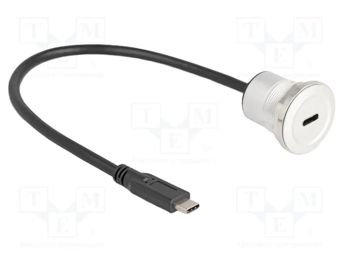 DeLOCK 88183 Cable USB-C a USB-C Hembra con Buje de Montaje 30 cm, 10 Gbps