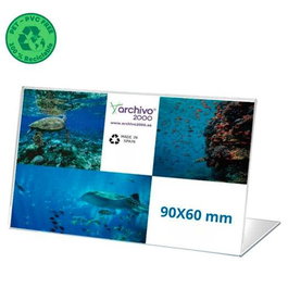 Archivo 2000 Expositor Sobremesa L Flexible 90x60 mm Horizontal PET 100% Reciclable Resistente Duradero Ignífugo Uso Alimentario