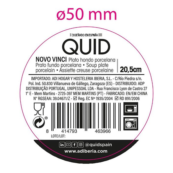 Plato Hondo Porcelana Novo Vinci Quid 20,5 cm Plato Hondo Porcelana Novo Vinci Quid 20,5 cm