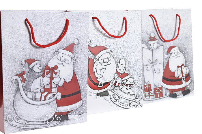 DKD Home Decor Bolsa de Papel Papá Noel 18x10x23 160gr Surtida