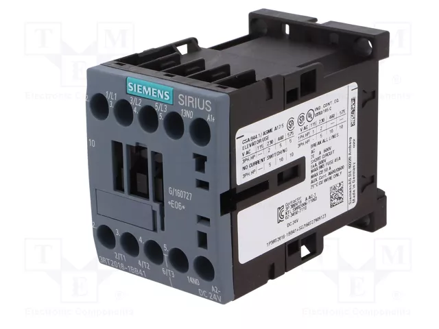 SIEMENS 3RT2018-1BB41 Contactor 3-polar 17A 24VDC