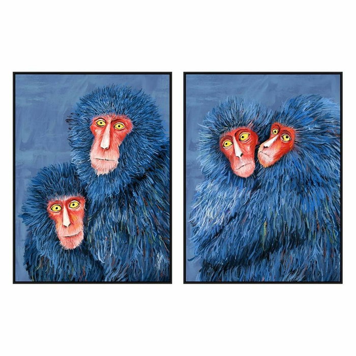 DKD Home Decor Cuadro de Monos Enmarcado Surtido de 2 Piezas 90x120 cm