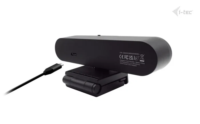 I-tec Solomon WH200 Webcam USB 4MP QHD 2K 2560x1440 con Windows Hello, Obturador Privacidad, Micrófono, Campo de Visión 92°, Plug & Play para Empresa (Negro)