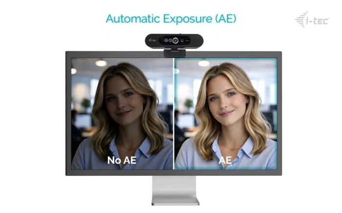 I-tec Solomon WH200 Webcam USB 4MP QHD 2K 2560x1440 con Windows Hello, Obturador Privacidad, Micrófono, Campo de Visión 92°, Plug & Play para Empresa (Negro)