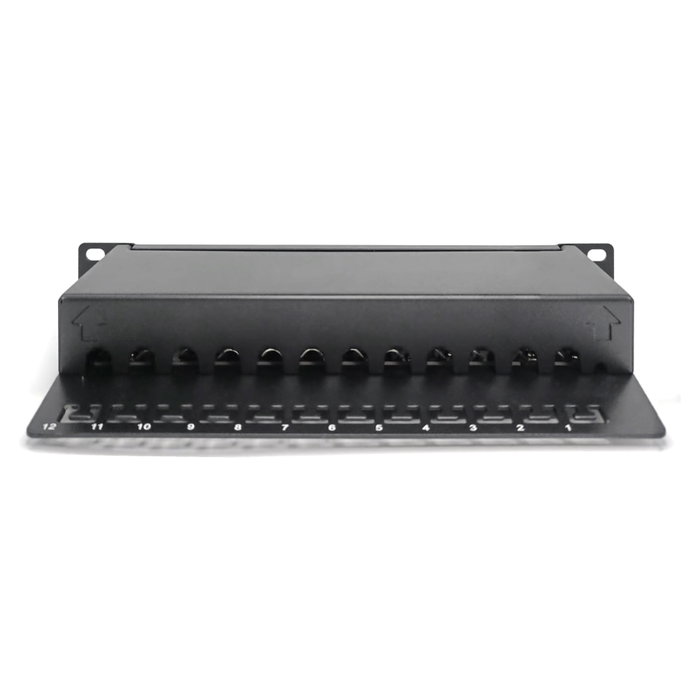 Digitus Panel Conexión Cat6a, 12 Puertos, 10 Gigabit Ethernet, RJ-45, 1U, Negro