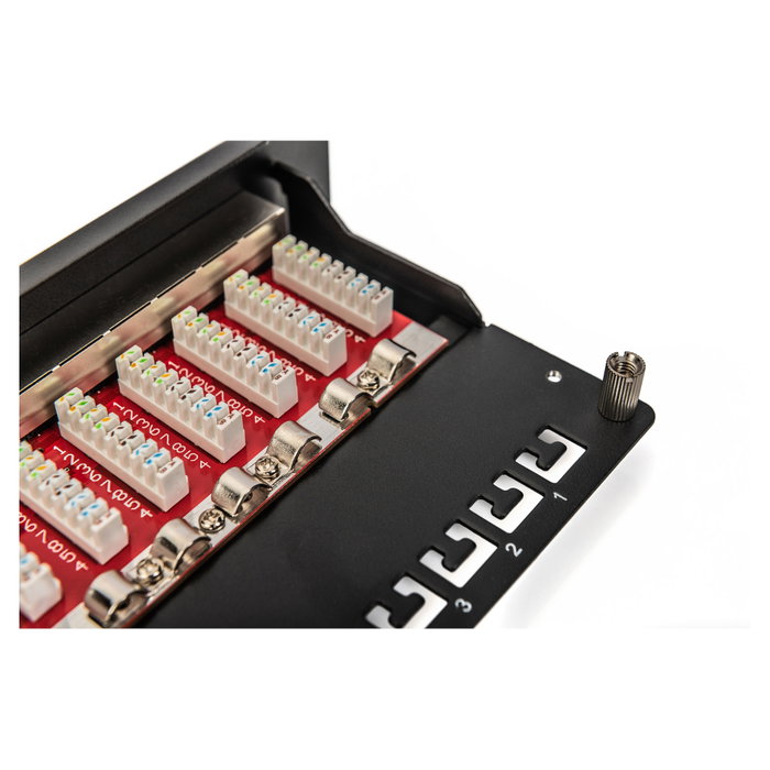 Digitus Panel Conexión Cat6a, 12 Puertos, 10 Gigabit Ethernet, RJ-45, 1U, Negro