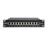 Digitus Panel Conexión Cat6a, 12 Puertos, 10 Gigabit Ethernet, RJ-45, 1U, Negro